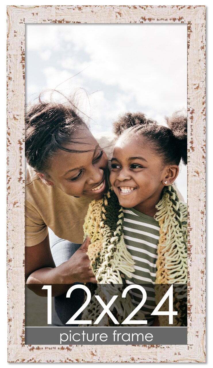 Panoramic Shabby Chic White Picture Frame - UV Acrylic, Foam Board Backing, Hanging Hardware